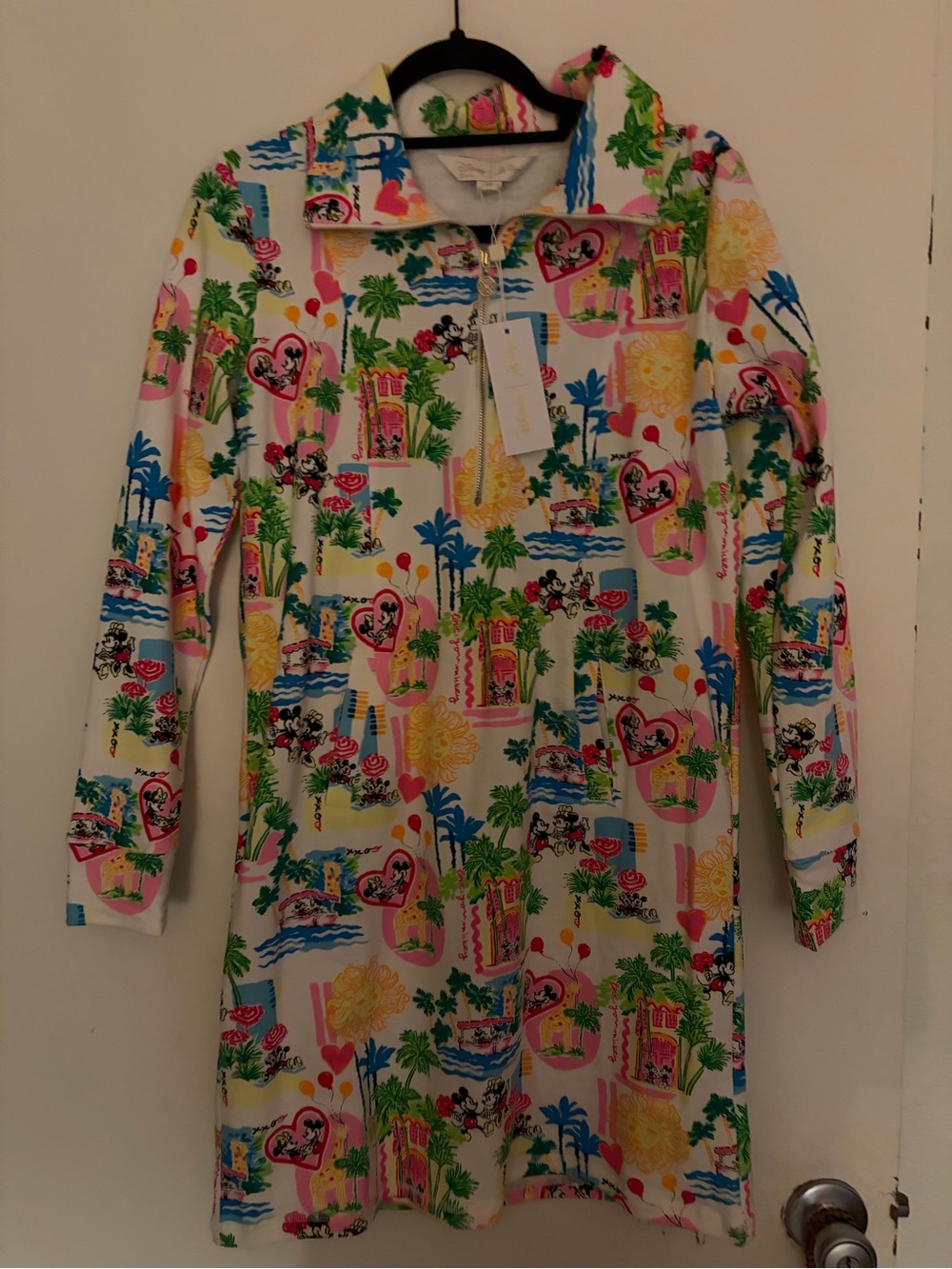 NWT Lilly Pulitzer Disney Tropical Print Long Sleeve Pajama Dress - Pink Multi